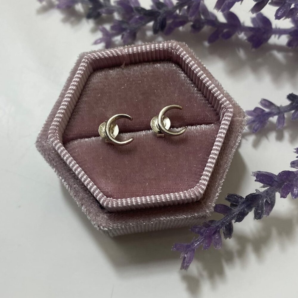 Mini Moon Shape 925 Sterling Silver Earrings